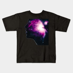 Beautiful milky way with female portrait Kids T-Shirt